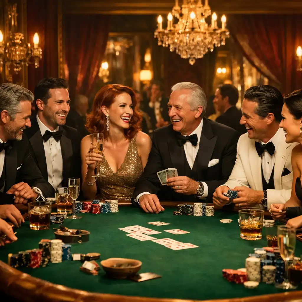 Elegancki wieczór pokerowy w stylu vintage z luksusową oprawą