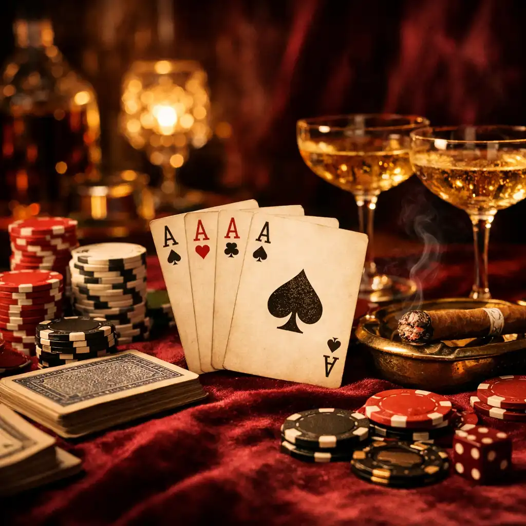 Kameralny wieczór pokerowy w stylu vintage